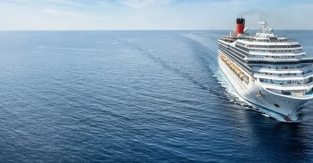 A ferry sailing at sea