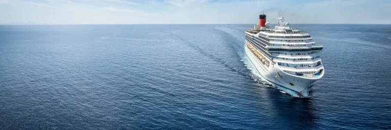 A ferry sailing at sea