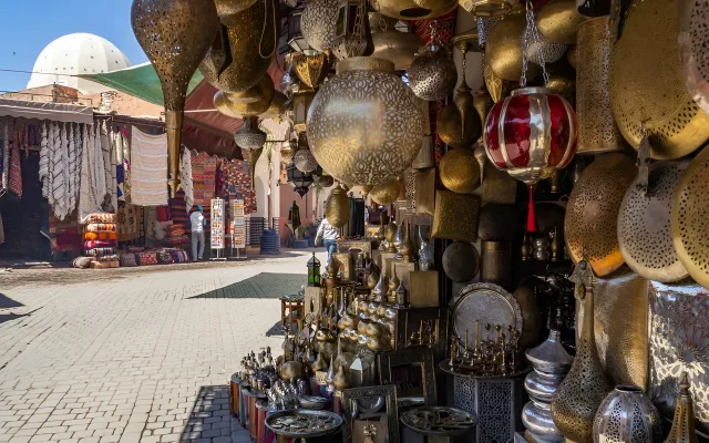 Artisan lantern shop in a Marrakech souk