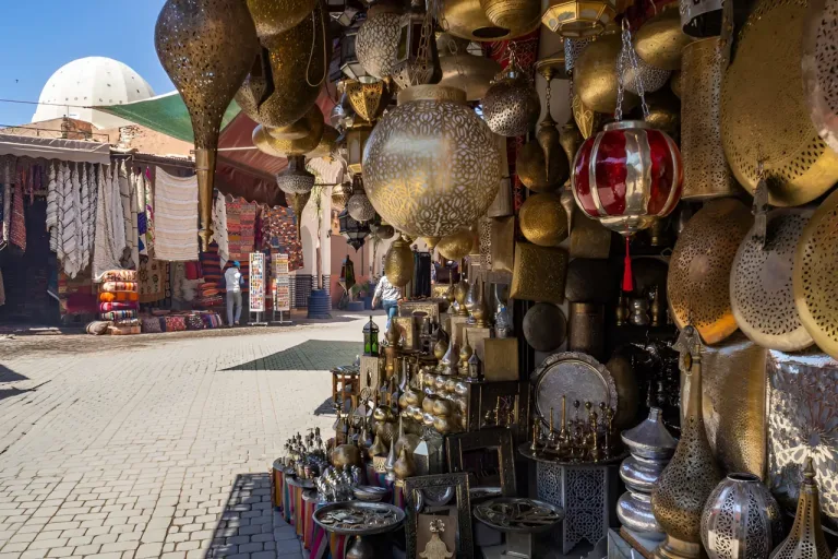 Artisan lantern shop in a Marrakech souk