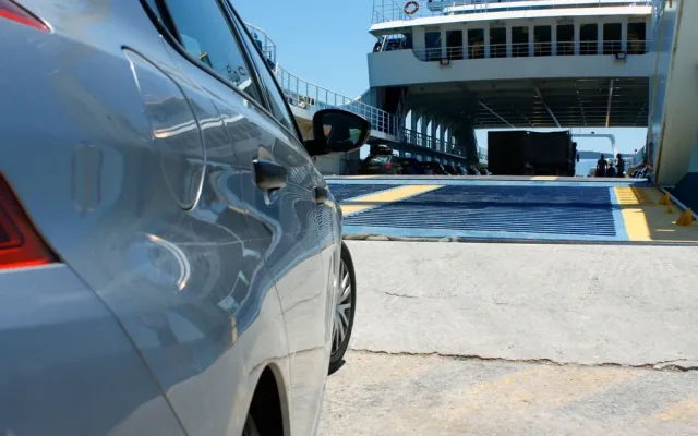 Car boarding a ferry